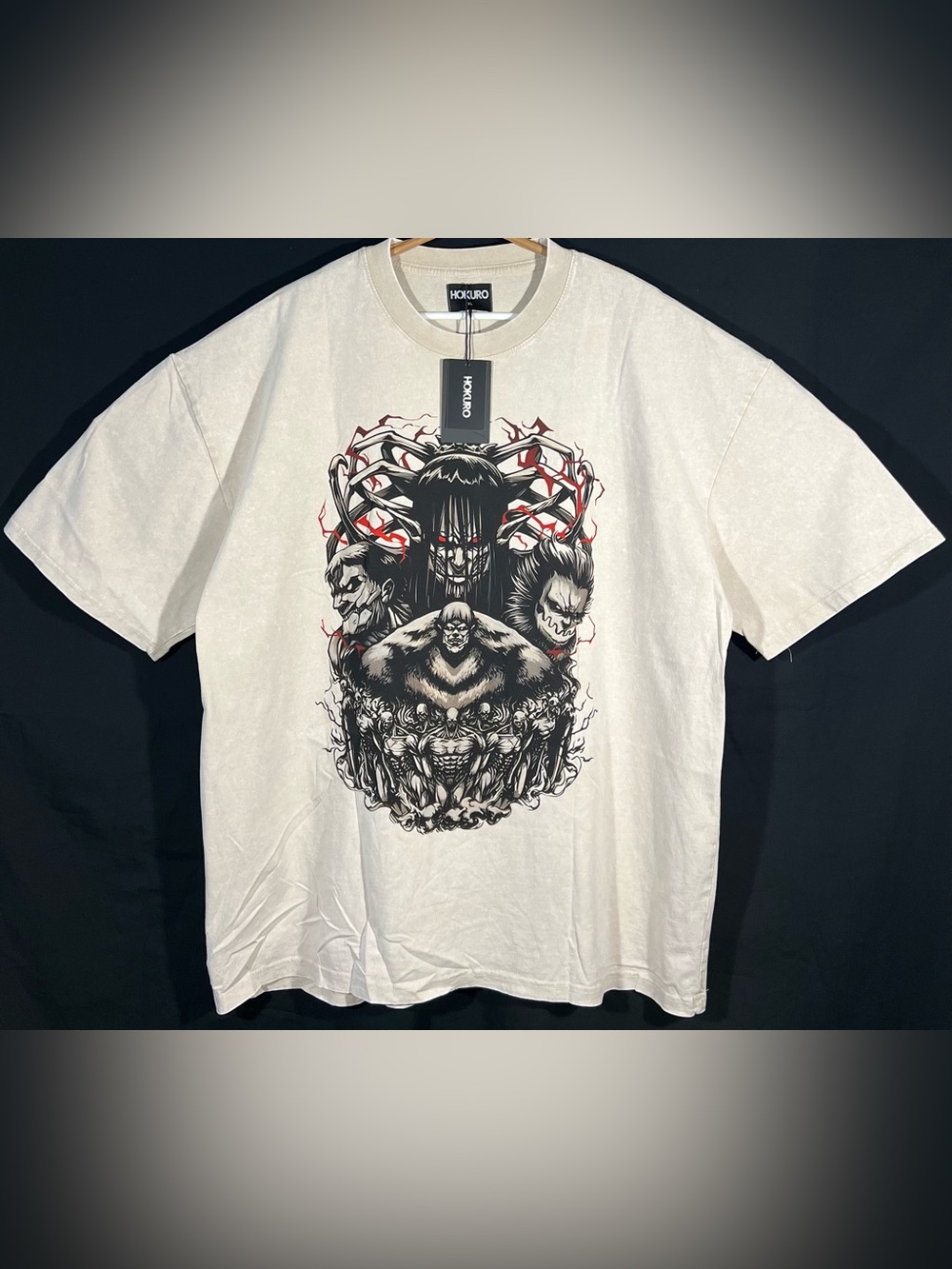 Hokuro Clothing Anime Attack on Titan T Shirt Oversized VTG Wash Streetwear XL